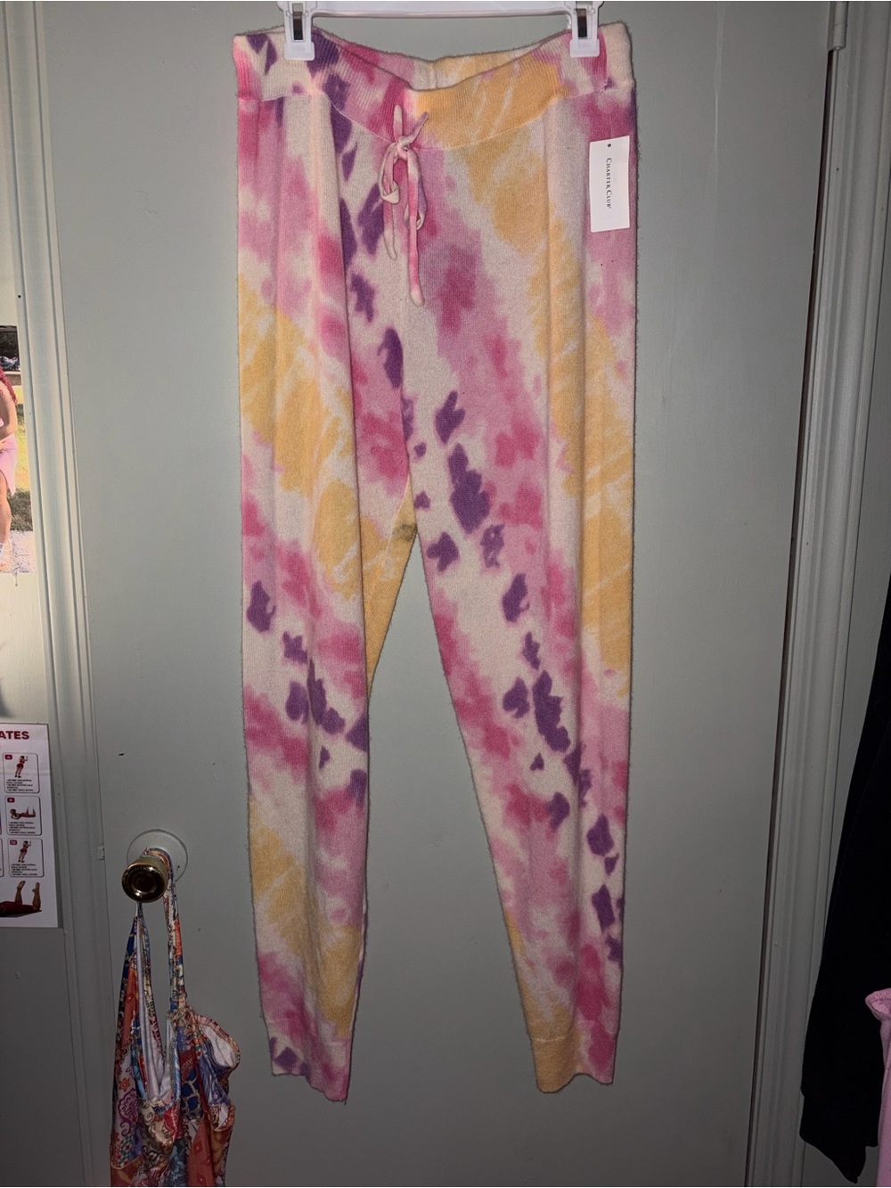 Charter Club Cashmere Tie-Dye Woman’s Lounge Pants - Pink, Purple & Yellow